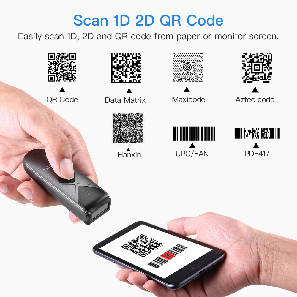 Máy quét mã vạch Bluetooth Eyoyo, Đầu đọc mã vạch có kết nối không dây USB / 2.4G 1D 2D QR PDF417 Má