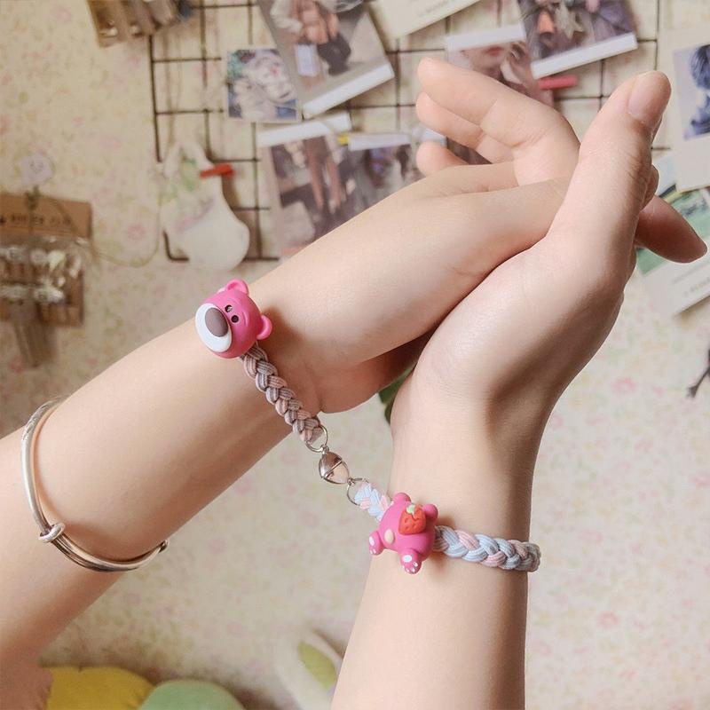 【Thanh toán đích】Dây Buộc Tóc Từ Tính Hình Gấu / Dâu Tây Dễ Thương Cho Cặp Đôi