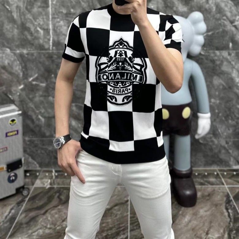 Hàng Có Sẵn! Hàng Có Sẵn!Áo Thun Nam Cổ Tròn Họa Tiết Kẻ Sọc Phong Cách Châu Âu Thời Trang Mùa Hè 2023 Mới