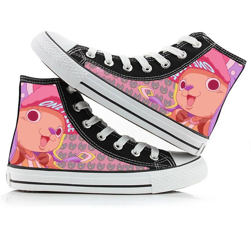 Giày Trượt Patin Vải Canvas Cổ Cao In Hình Anime One Piece Kiểu Nhật Bản Cá Tính Cho Bé