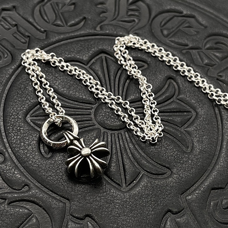 CHROME HEARTS Vòng cổ Mạ Bạc 925 Mặt Thánh Giá Phong Cách Punk