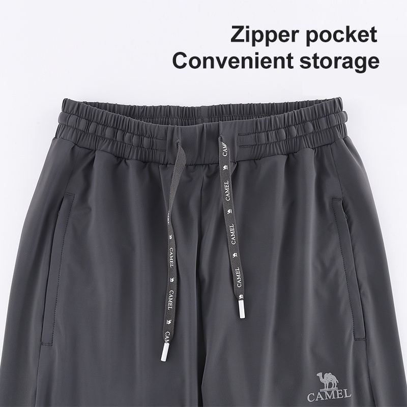 Camel ice silk wide-leg pants women's elastic high-eo slim straight-leg pants