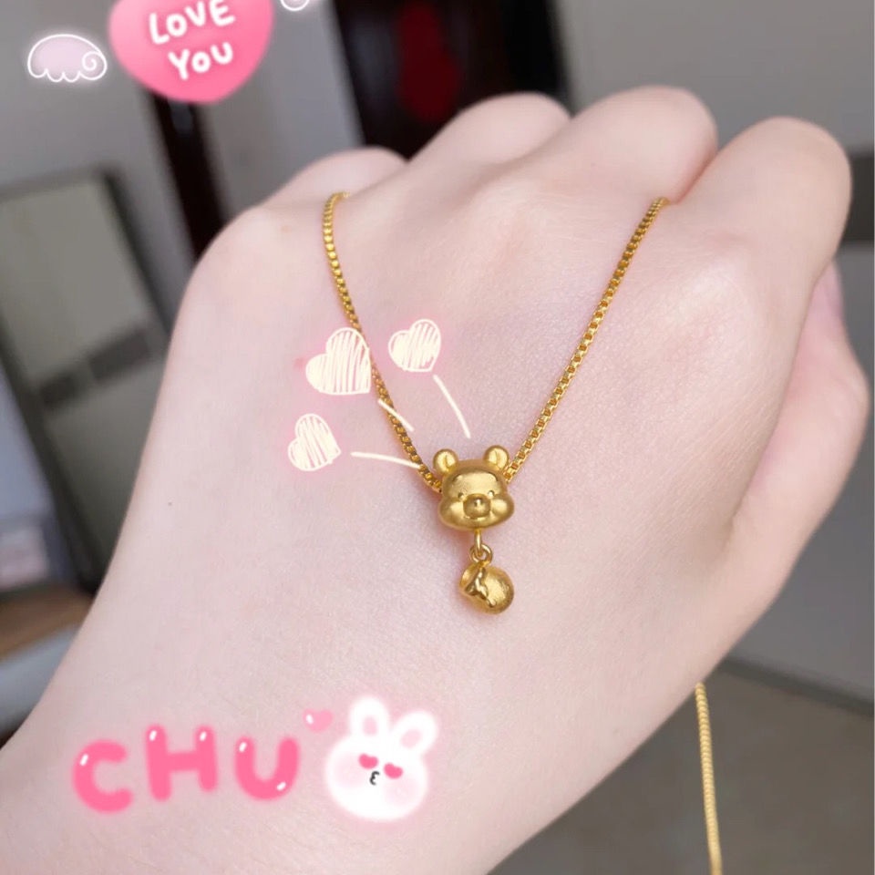 Vòng cổ Bạc 925 Mặt Hình Winnie the Pooh Không Phai Màu