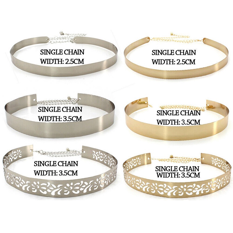 Thắt Lưng Kim Loại Mạ Vàng Bạc Thời Trang Cho Nữ