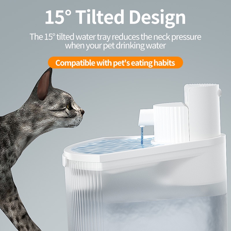 Dụng cụ uống nước không dây ROJECO hoạt động pin 2.2L dành cho mèo cưng