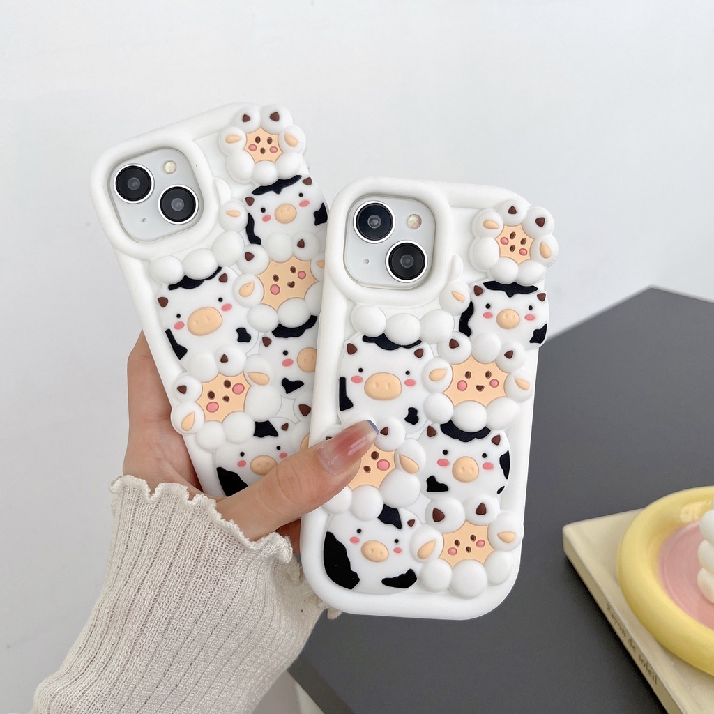 Ốp Điện Thoại TPU Silicon Mềm Chống Sốc In Hình Chú Cừu 3D Bảo Vệ Ống Kính Máy Ảnh Cho iPhone 14 13 12 11 Pro Max