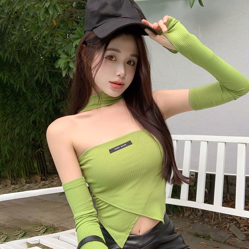 Áo Thun Croptop Dáng Ôm Phong Cách Hàn Quốc Quyến Rũ Cho Nữ