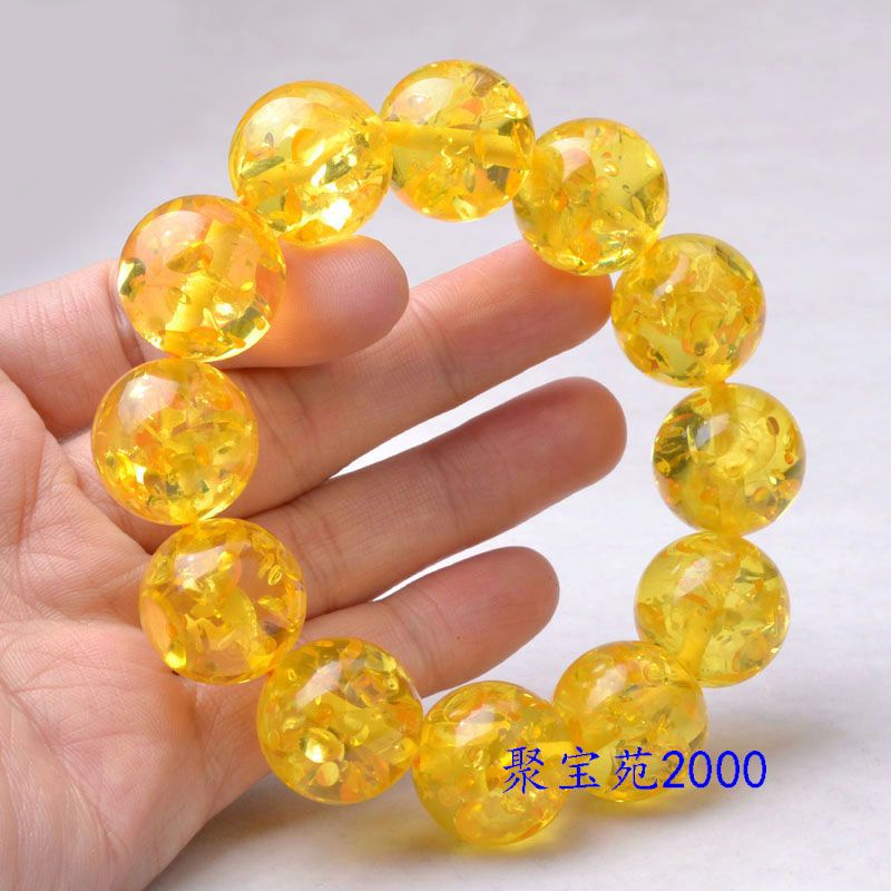 Vòng Tay Chuỗi Hạt Đá Hổ Phách Tự Nhiên 3.24 Màu Vàng / Hổ Phách Dành Cho Nam Nữ