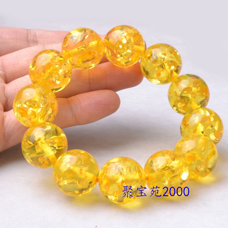 Vòng Tay Chuỗi Hạt Đá Hổ Phách Tự Nhiên 3.24 Màu Vàng / Hổ Phách Dành Cho Nam Nữ