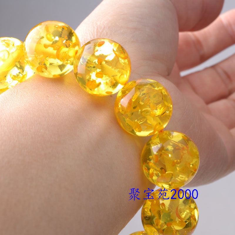 Vòng Tay Chuỗi Hạt Đá Hổ Phách Tự Nhiên 3.24 Màu Vàng / Hổ Phách Dành Cho Nam Nữ