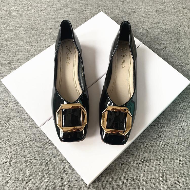 Giày Búp Bê Da Bóng Mũi Vuông Đế Mềm Size Lớn 44 Thời Trang Xuân Thu 2023 Cho Nữ