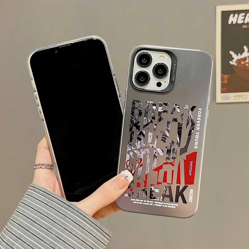 Ốp Điện Thoại TPU Dẻo Viền Mạ Màu Bạc In Chữ Đơn Giản Thời Trang Cho iphone 13 14 12 11 pro max