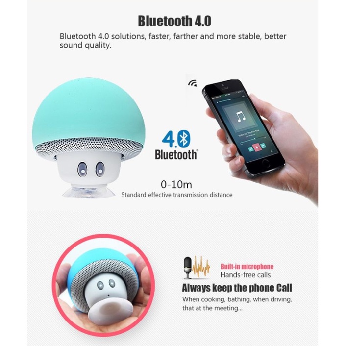 Loa Bluetooth Không Dây Mini Chống Nước Hình Cây Nấm Cho Điện Thoại / Máy Tính Xiaomi