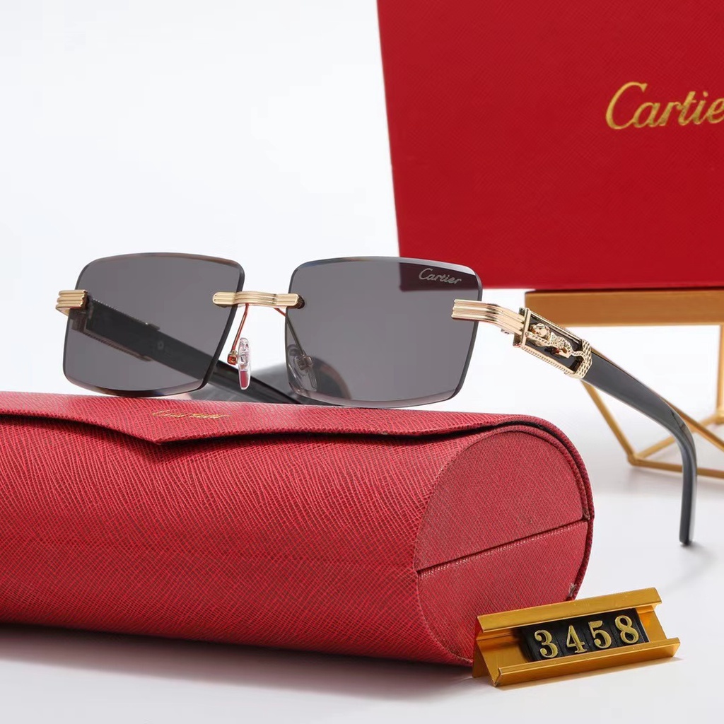 Kính Chống Nắng Cartier 2023 Gọng Kim Loại Thời Trang Hàn Quốc 3458 UV400 Cho Nam Nữ