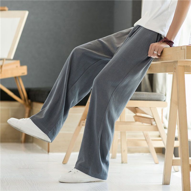 * * O kho C Blazer Nam * Quần Tây Vải Lanh Cotton Mỏng Ống Rộng Thời Trang Xuân Hè Cho Nam