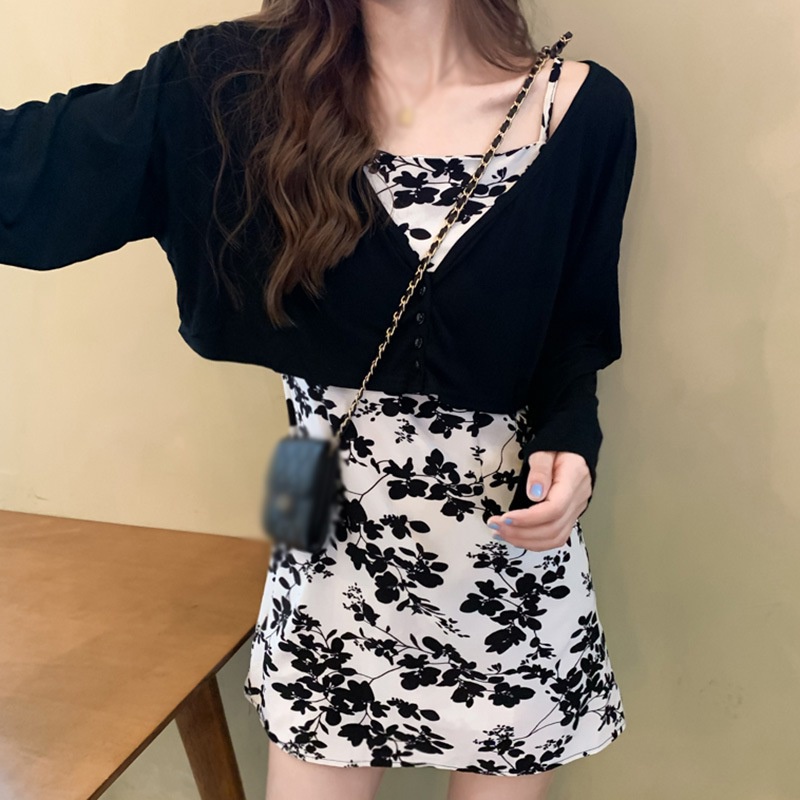 Đầm Hai Dây Mỏng Ôm Eo Họa Tiết Hoa Thời Trang Cho Nữ SIZE L