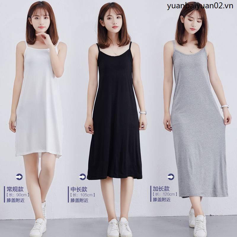 Đầm Lửng Dáng Rộng Không Tay Màu Trắng Đen Thời Trang Mùa Hè Dành Cho Nữ