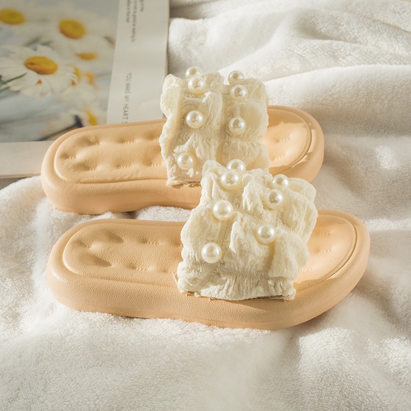 Dép Công Chúa Đế Mềm Đính Ngọc Trai Chống Trượt Thoáng Khí Cho Bé Gái