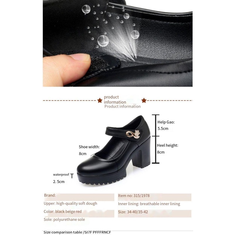 35-40 Giày cao gót catwalk sườn xám phong cách dân tộc Giày biểu diễn thoải mái nền tảng chống thấm nước đế dày cho nữ Giày công sở gót thô