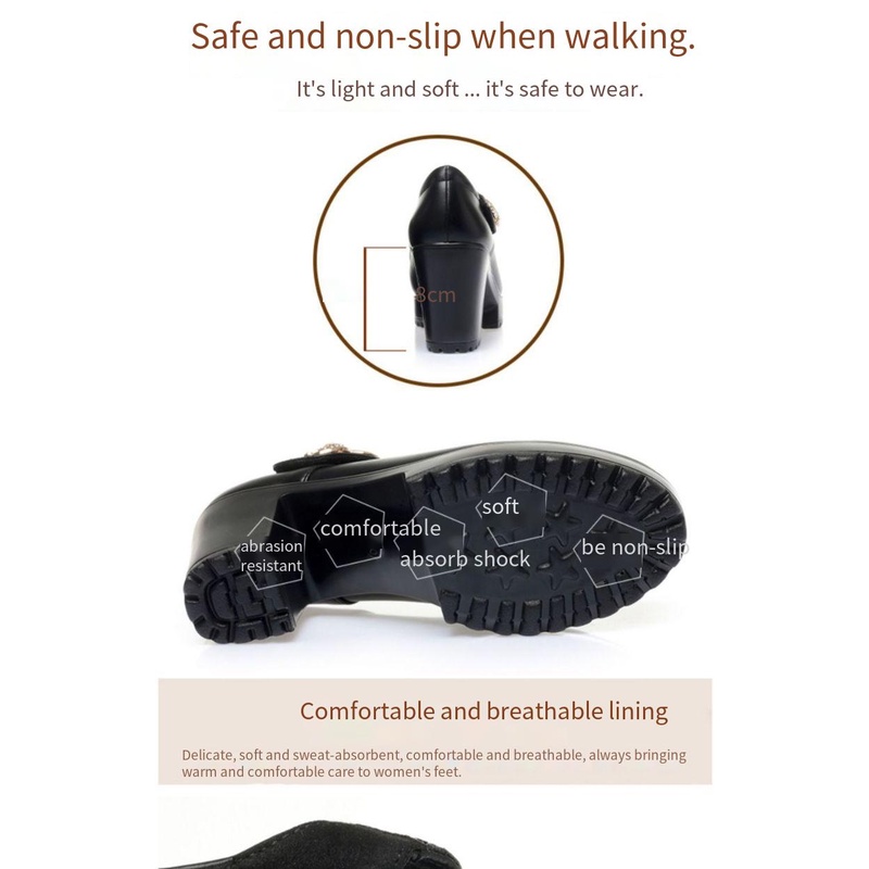 35-40 Giày cao gót catwalk sườn xám phong cách dân tộc Giày biểu diễn thoải mái nền tảng chống thấm nước đế dày cho nữ Giày công sở gót thô