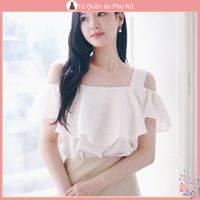 O S Mi N L A M Qu C Quy N Áo Sơ Mi Voan Hở Vai Mùa Hè Cỡ Lớn Có Dây Treo Cho Nữ