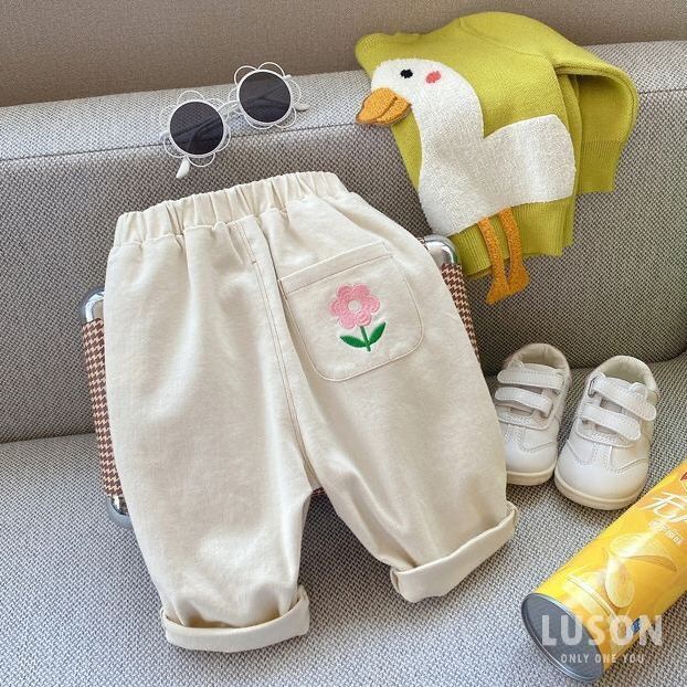 Quần Dài Thêu Họa Tiết Dễ Thương Thời Trang Xuân Thu Cho Bé Gái