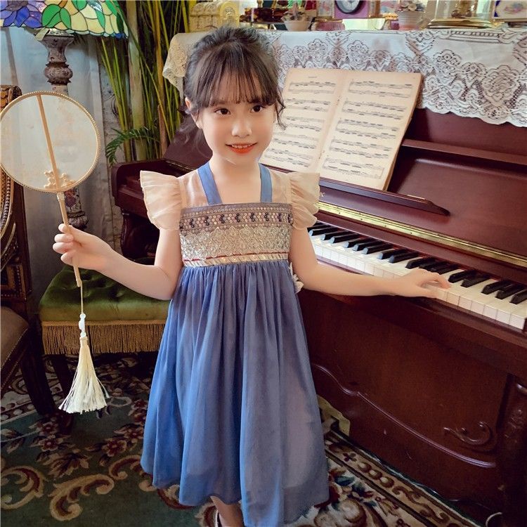 Đầm Hán Phục Thêu Họa Tiết Phong Cách Trung Hoa Mới Cho Bé Gái