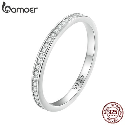 Nhẫn Bamoer Bạc 925 ĐíNh Kim Cương Giả ThờI Trang Cho CặP Đôi MSR029