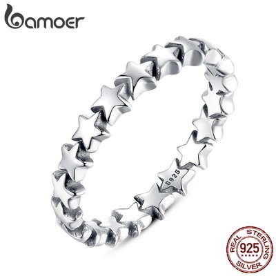 Nhẫn BAMOER PA7151 bạc 925 hình ngôi sao xinh xắn