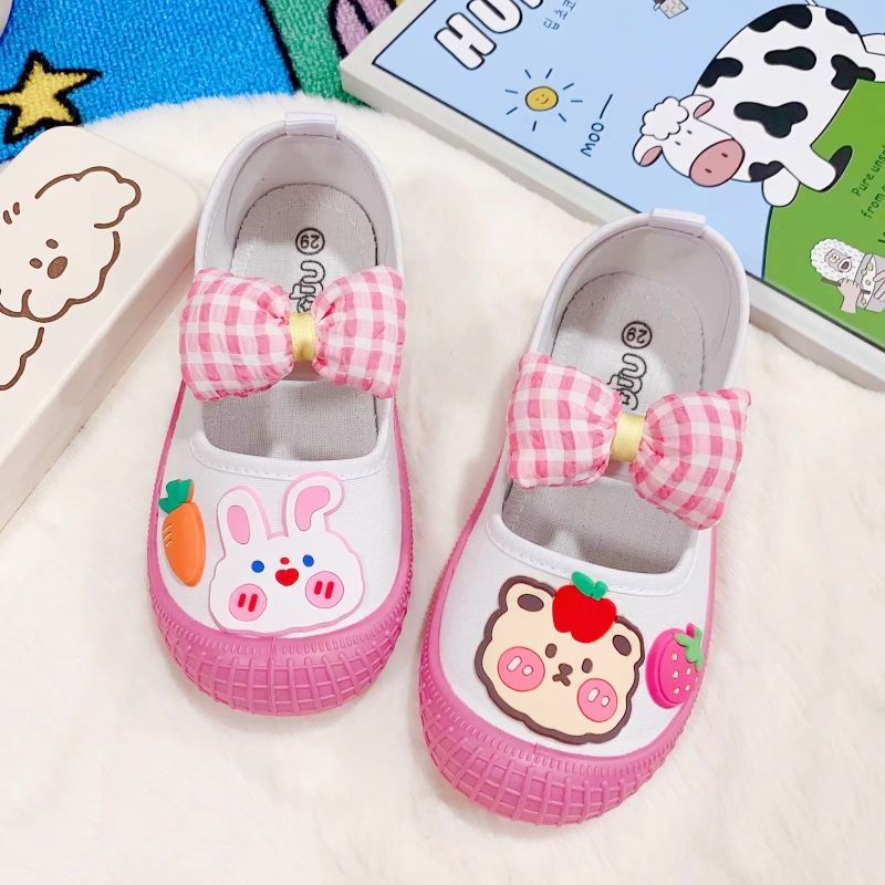 Giày Vải Canvas Đế Mềm Thoáng Mát Xinh Xắn Cho Bé Gái 5.25