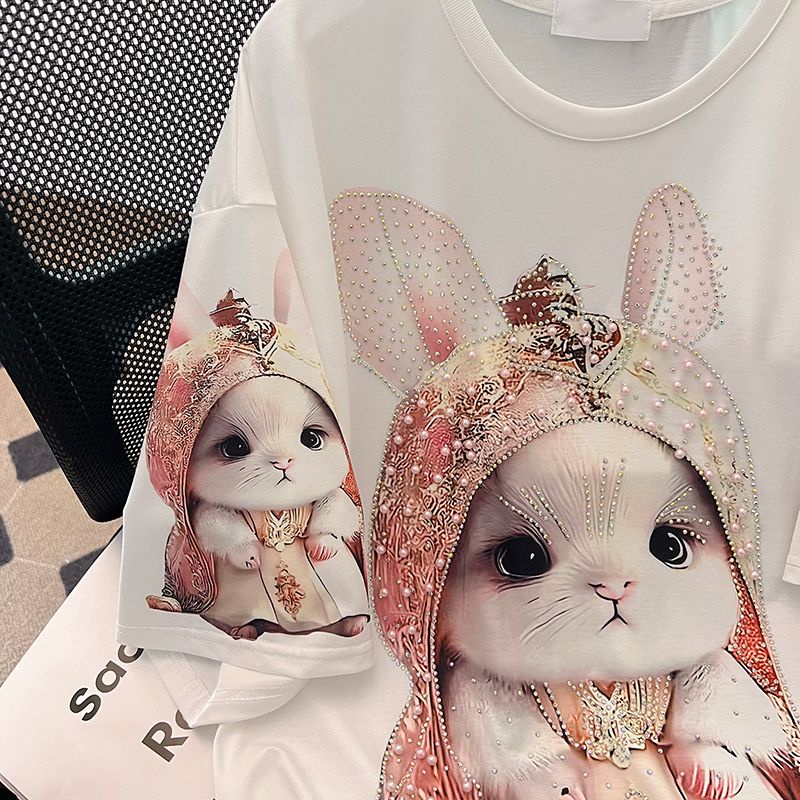 Áo Thun Tay Ngắn Dáng Rộng In Họa Tiết Hoạt Hình Phong Cách Hàn Quốc Thời Trang Mùa Hè Cho Nữ