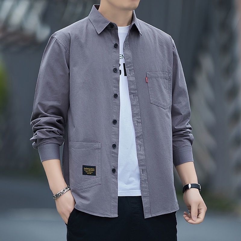 Áo Sơ Mi Nam Dài Tay Dáng Rộng Thời Trang Xuân Thu 2023