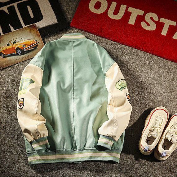 Áo Khoác Bóng Chày Chất Liệu Da Thời Trang Xu Hướng Hàn Quốc