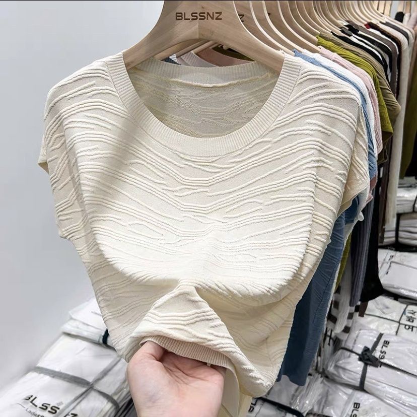 Áo Thun Lụa Lạnh Tay Ngắn Dáng Ôm Thời Trang Mùa Hè Dành Cho Nữ