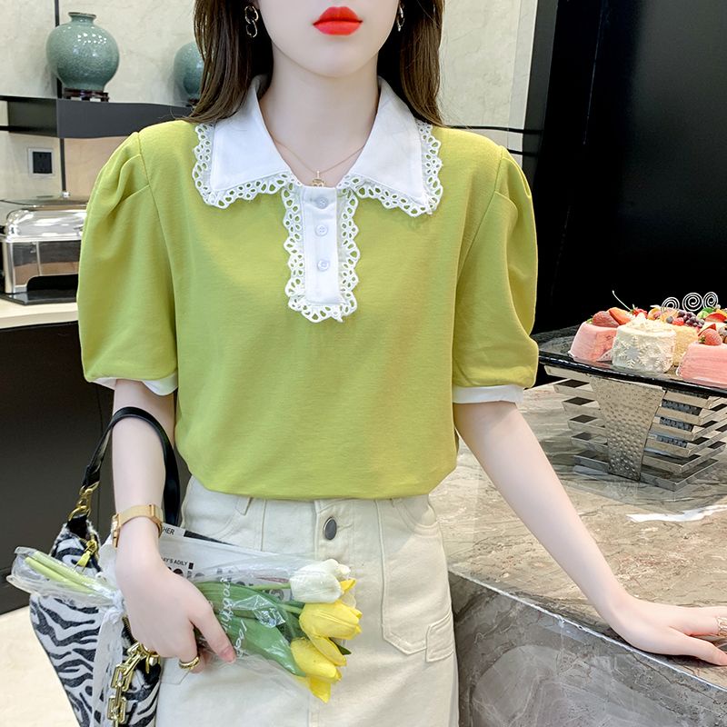 Áo Thun Tay Phồng Cổ Búp Bê Ngọt Ngào Dễ Thương Cho Nữ