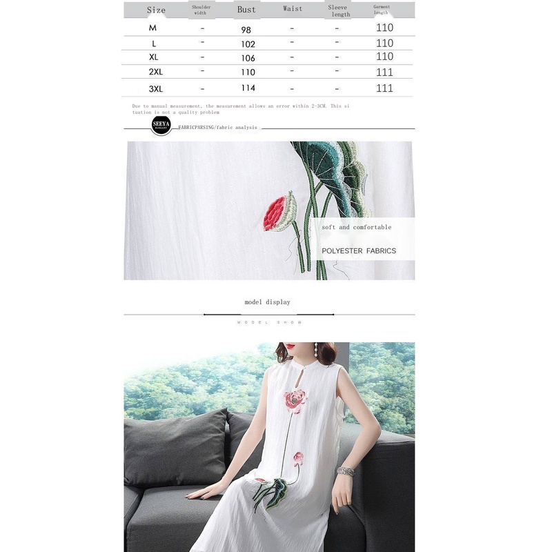 Đầm Sườn Xám Không Tay Chất Liệu Chiffon Thêu Họa Tiết Phong Cách Trung Hoa Thời Trang Mùa Hè 2023