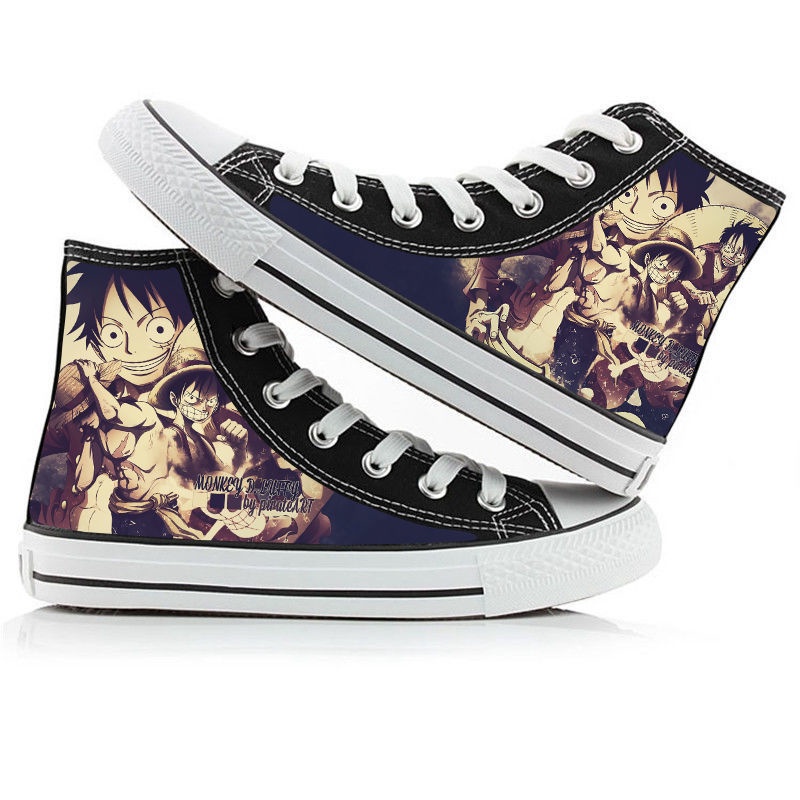 Giày Trượt Patin Vải Canvas Cổ Cao In Hình Anime One Piece Kiểu Nhật Bản Cá Tính Cho Bé