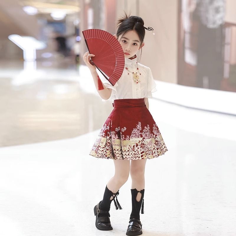 Bộ Hán Phục Ngắn Tay Phong Cách Trung Hoa Xinh Xắn Dành Cho Bé Gái 7.16