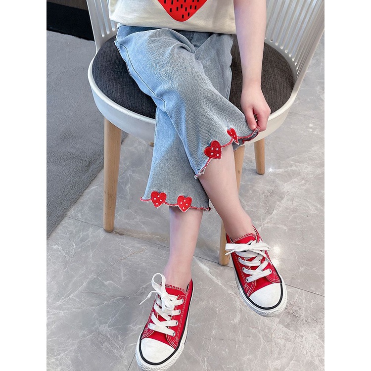 Quần Jean Mỏng Thời Trang Mùa Hè Phong Cách Mới Cho Bé Gái