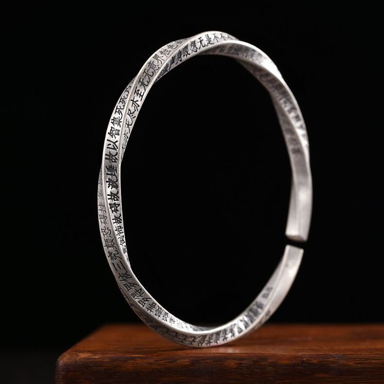 Vòng Đeo Tay Bạc S999 Bằng Bạc Sterling S999 Cao Cấp Phong Cách Retro Dành Cho Nam Nữ 7.18