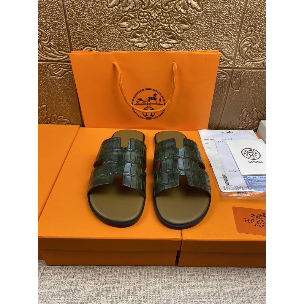 Dép Da Bò Đế Bằng Chống Trượt Chống Mài Mòn Thời Trang Mùa Hè Châu Âu Cho Nam