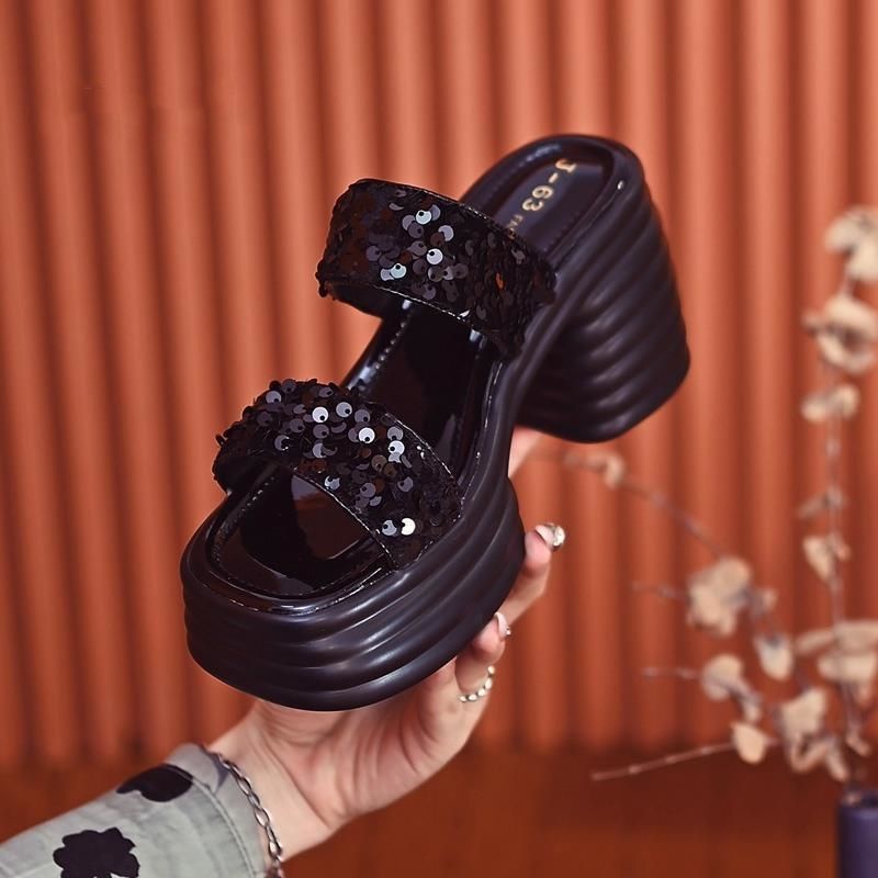 Dép sandal Cao Gót Đính Kim Sa Lấp Lánh Thời Trang Mùa Hè 2023 Cho Nữ One