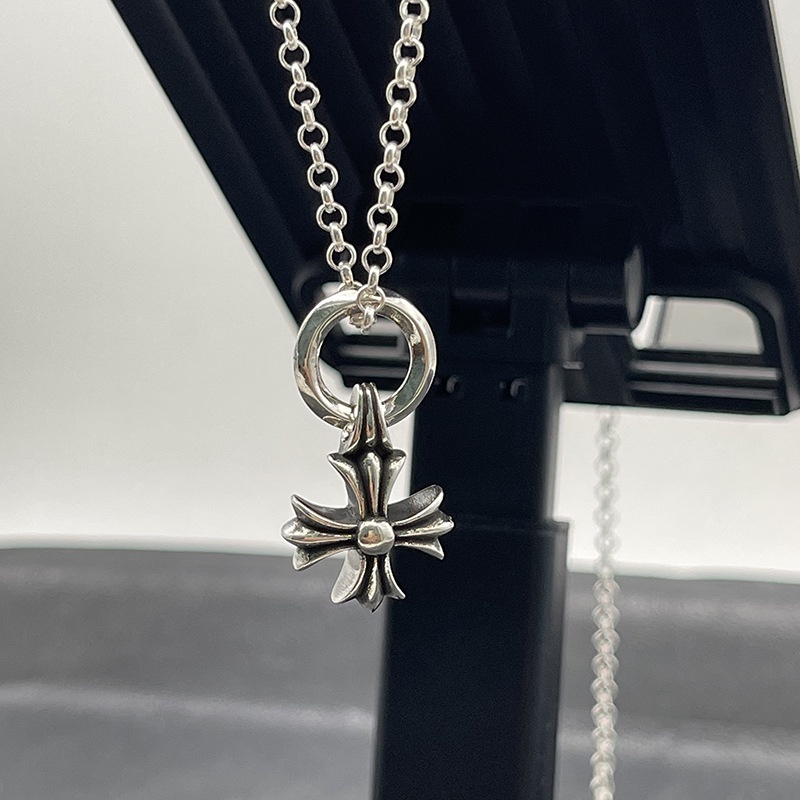 CHROME HEARTS Vòng cổ Mạ Bạc 925 Mặt Thánh Giá Phong Cách Punk
