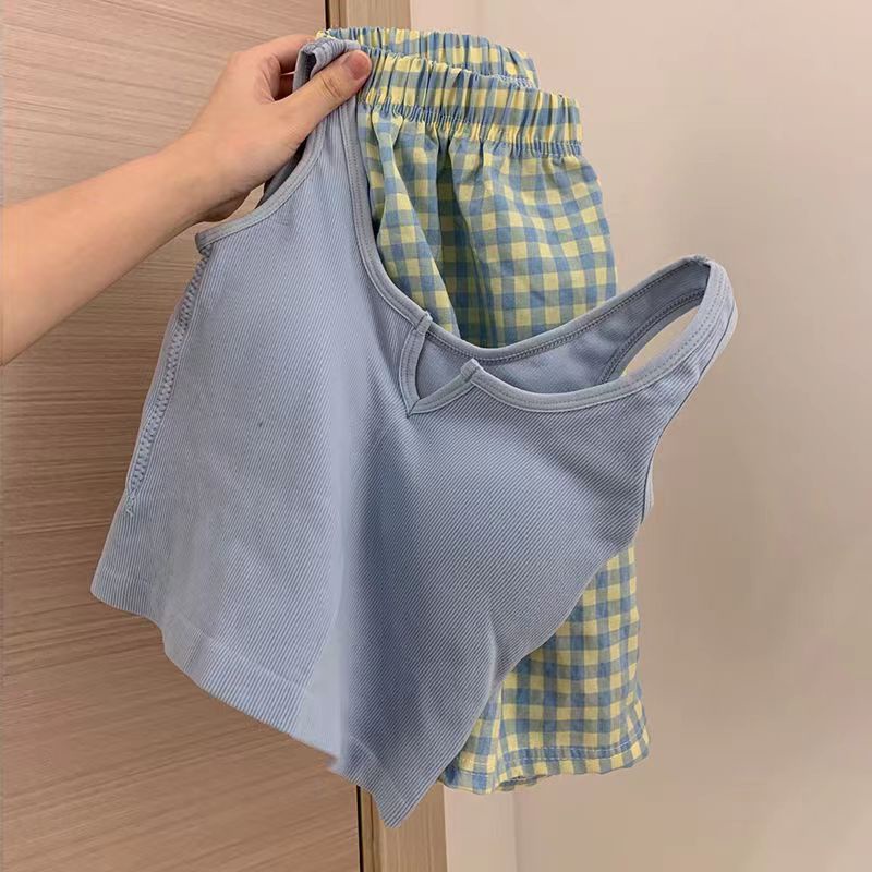 Bộ Đồ Ngủ Một Mảnh Áo Hai Dây Có Mút Đệm Ngực + Quần Short Họa Tiết Hoa Thời Trang Mùa Hè Dành