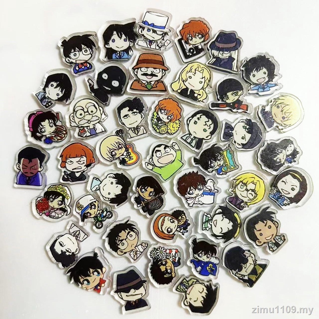 Detective conan 2cm  Mouri Ran Kudo Shinichi Haibara Ai Kaito Kid Furuya Rei Hattori Heiji Ngoại vi tấm acrylic móc khóa tóc dây tủ lạnh nam châm đính đá trang sức DIY phụ kiện