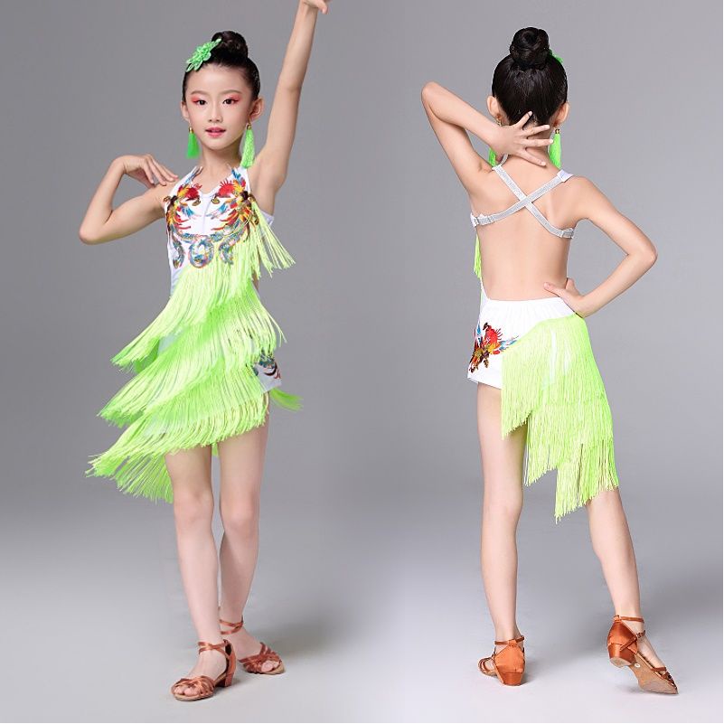 Khiêu vũ latin của trẻ em lấy 6 đến 12 tuổi trang phục khiêu vũ latin tua váy n