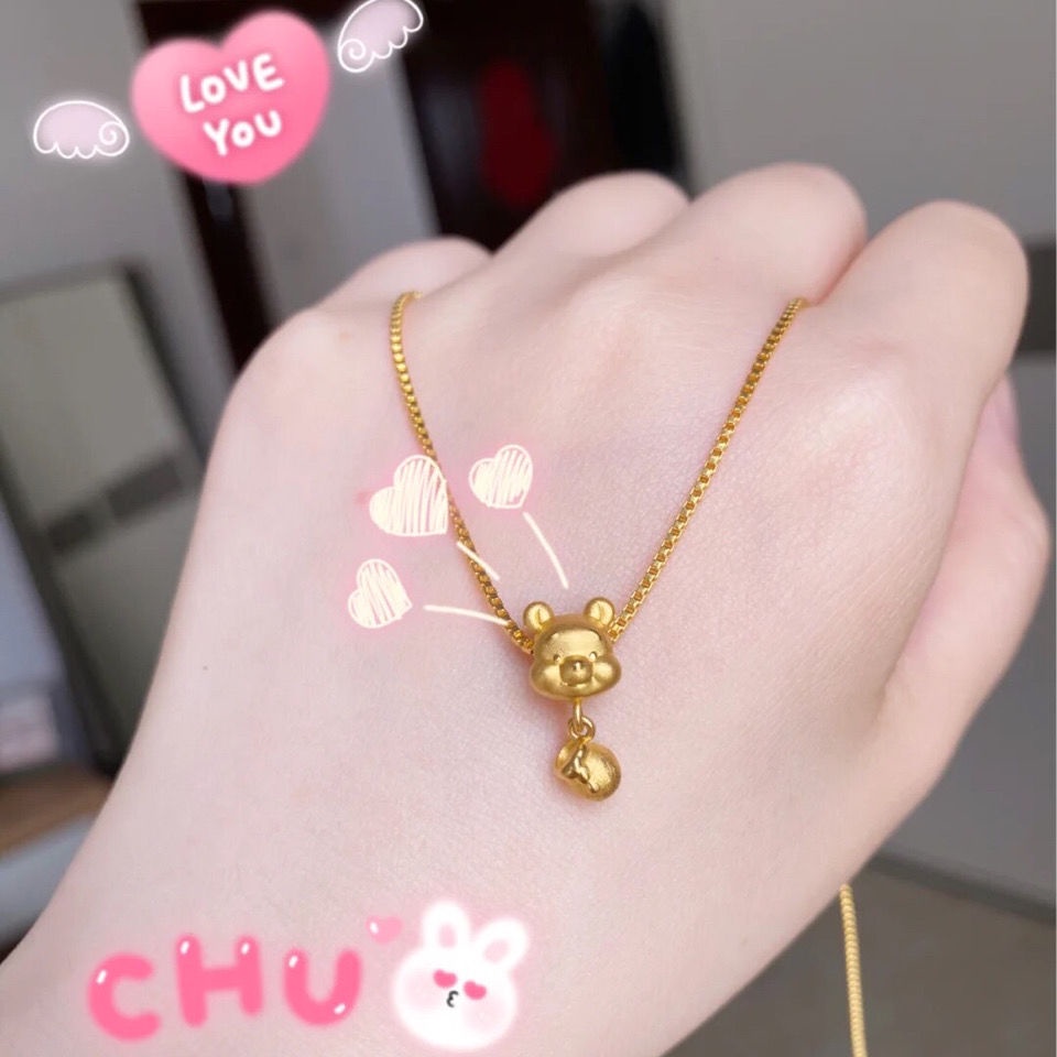 Vòng cổ Bạc 925 Mặt Hình Winnie the Pooh Không Phai Màu