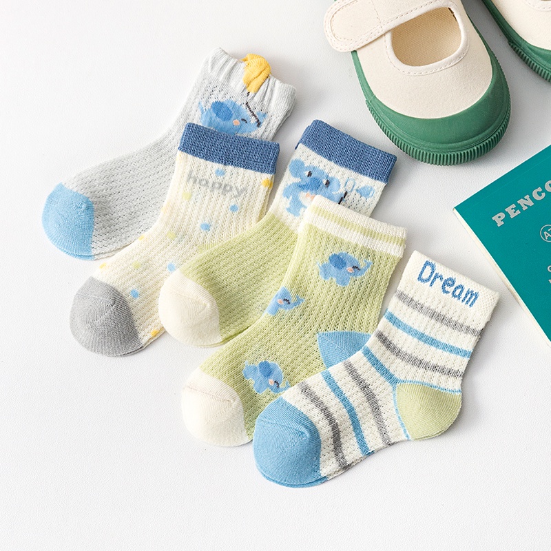 Set 5 Đôi Tất Cotton Thoáng Khí Thời Trang Mùa Hè Cho Bé Trai 1-13 Tuổi