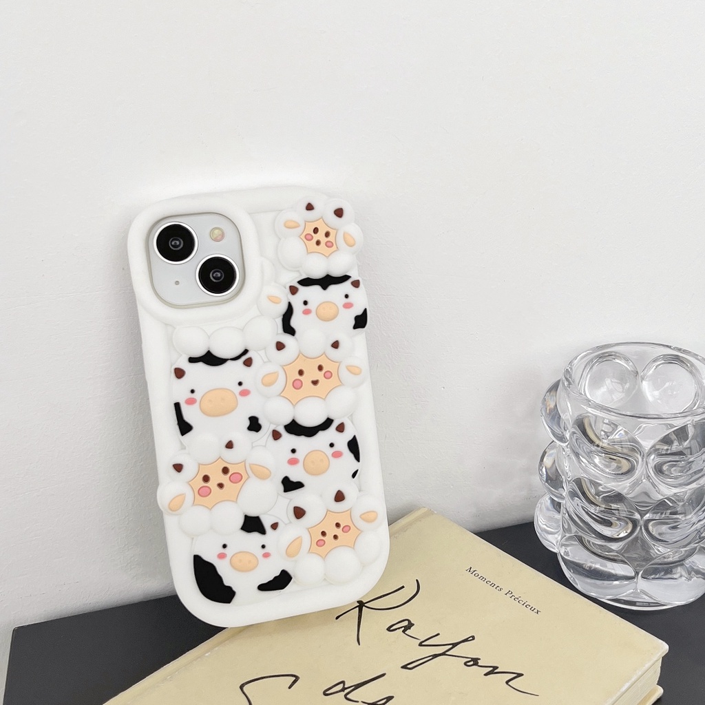 Ốp Điện Thoại TPU Silicon Mềm Chống Sốc In Hình Chú Cừu 3D Bảo Vệ Ống Kính Máy Ảnh Cho iPhone 14 13 12 11 Pro Max