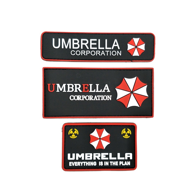 Huy Hiệu Dán 3D Bằng Cao Su PVC In Chữ Umbrella Corporation Morale